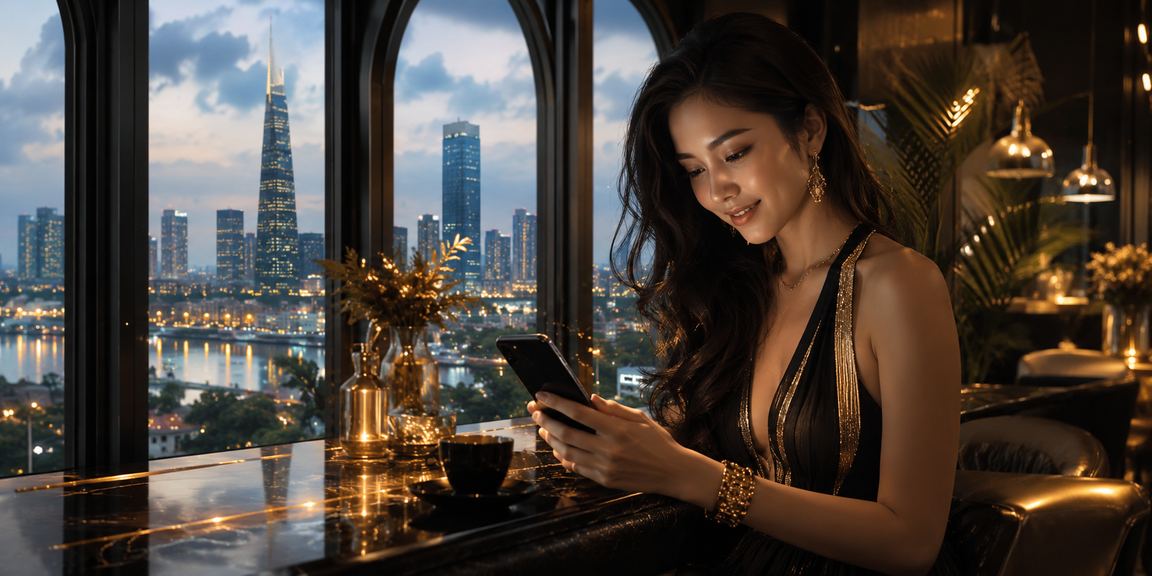 Người dùng tại TP Hồ Chí Minh xem khu vực VIP trên điện thoại trong quán cà phê